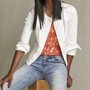 CABI 5479 Castaway White Denim Stretch Jacket Topper Women’s Size Medium